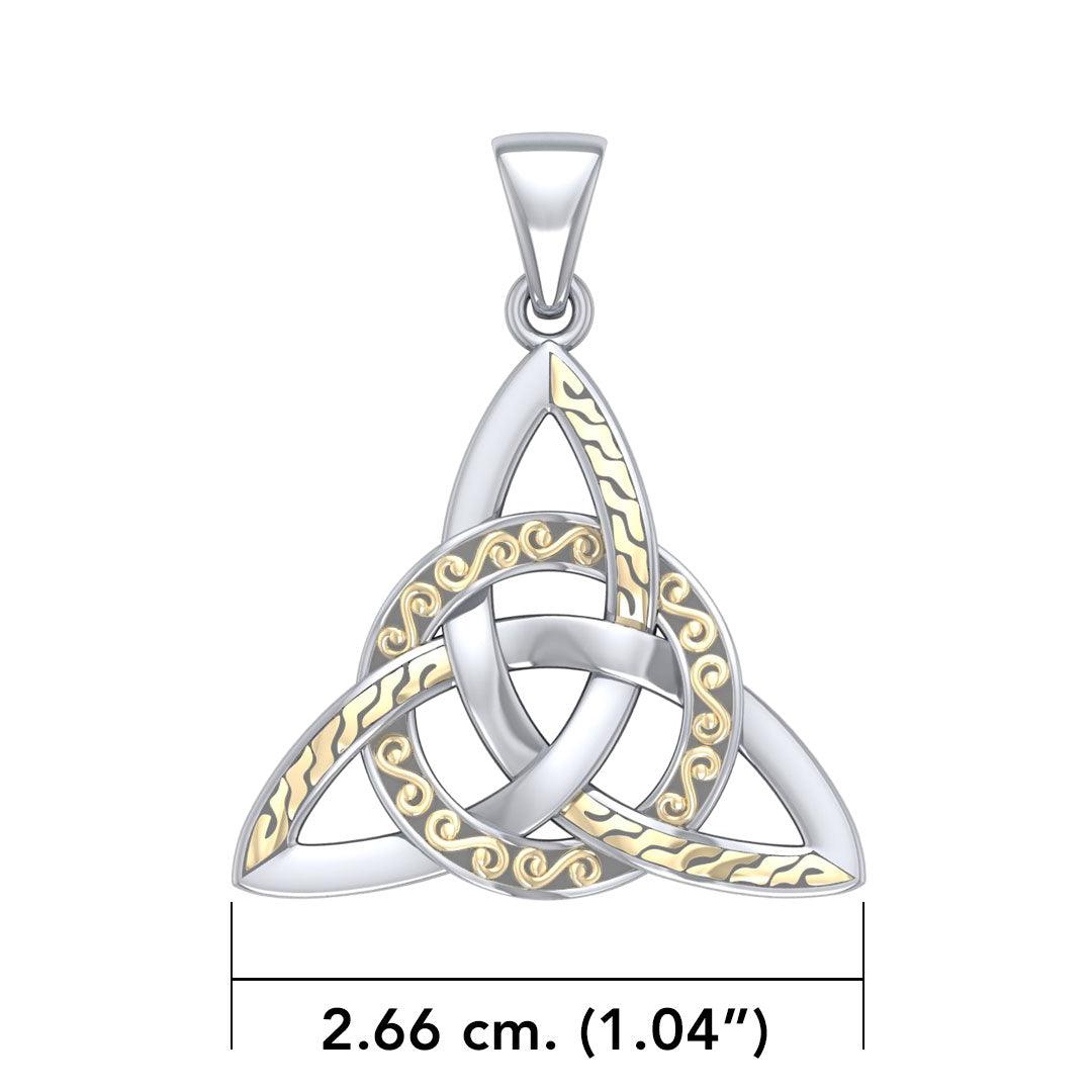 Braided Celtic Triquetra Silver and 18k Gold Accent Pendant MPD1814 - Jewelry