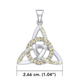 Braided Celtic Triquetra Silver and 18k Gold Accent Pendant MPD1814 - Jewelry
