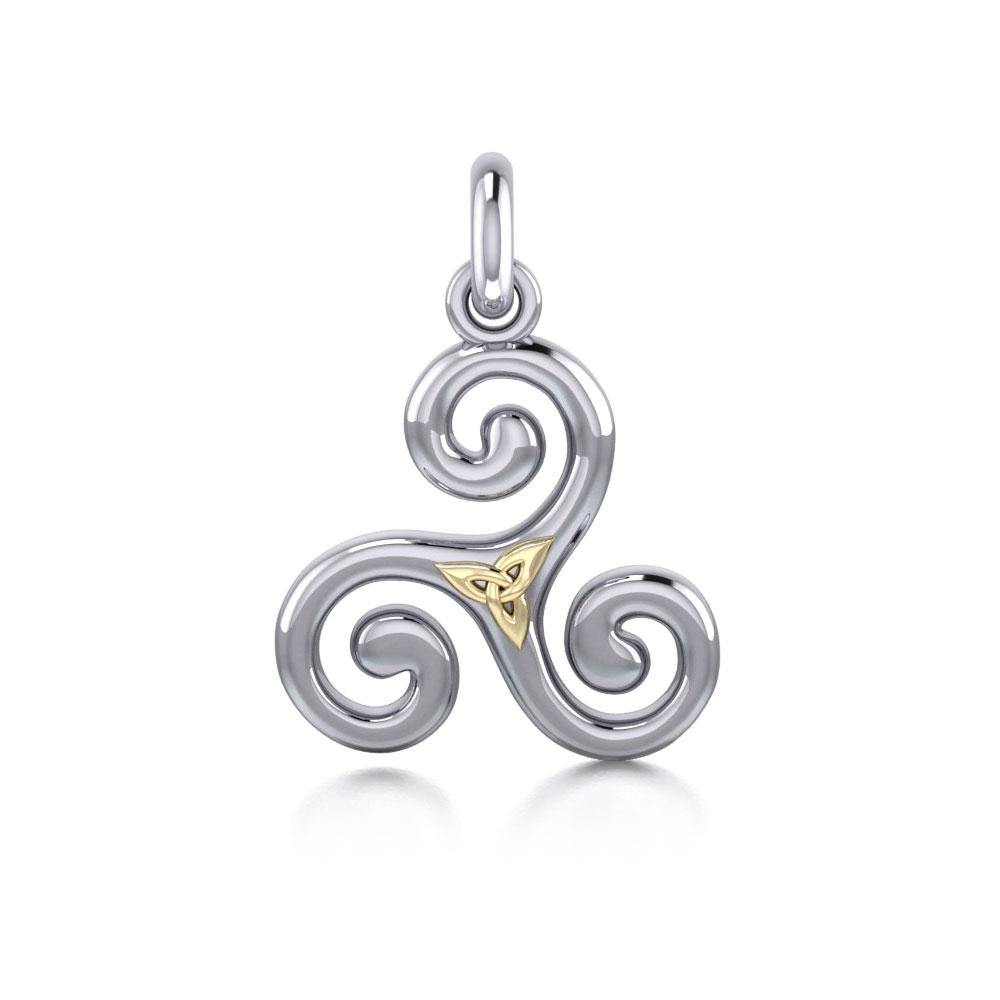 Celtic Triskele Silver & 18k gold accents Pendant MPD1815 - Jewelry