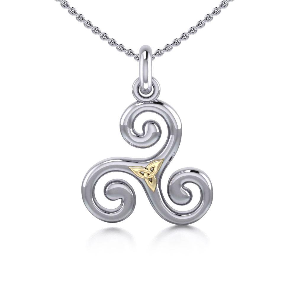 Celtic Triskele Silver & 18k gold accents Pendant MPD1815 - Jewelry