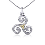 Celtic Triskele Silver & 18k gold accents Pendant MPD1815 - Jewelry