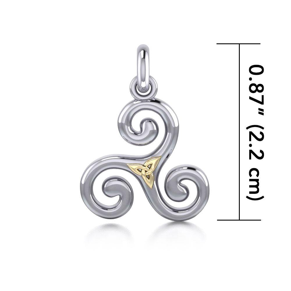 Celtic Triskele Silver & 18k gold accents Pendant MPD1815 - Jewelry