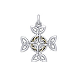 Celtic Knotwork Cross Silver and 18k gold accents Pendant MPD1816 - Jewelry