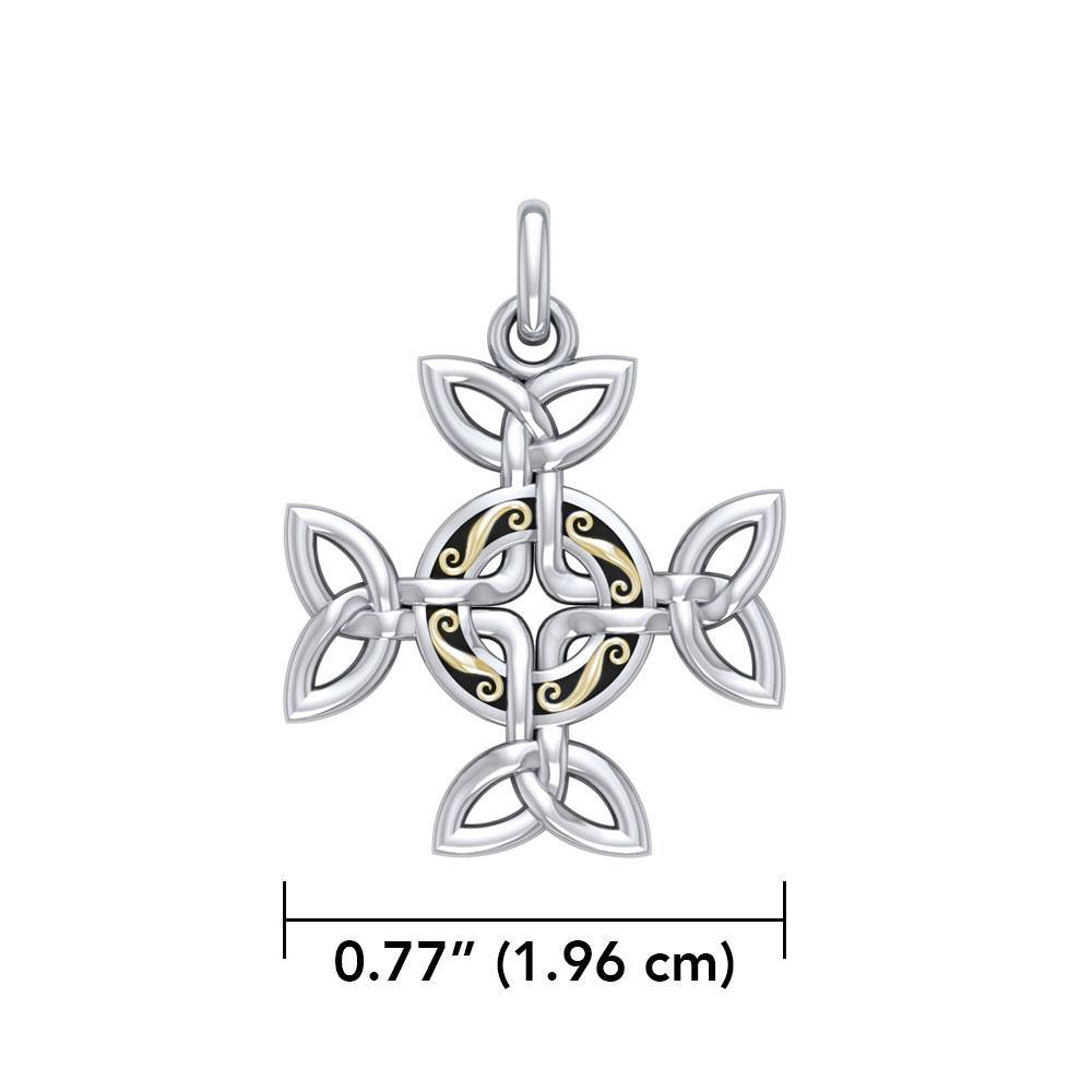 Celtic Knotwork Cross Silver and 18k gold accents Pendant MPD1816 - Jewelry