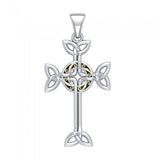 Celtic Cross Silver & 18K Gold Plated Pendant MPD1819 - Jewelry
