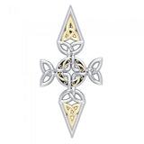 Celtic Trinity Cross Silver & 18K Gold Accent Pendant MPD1820 - Jewelry