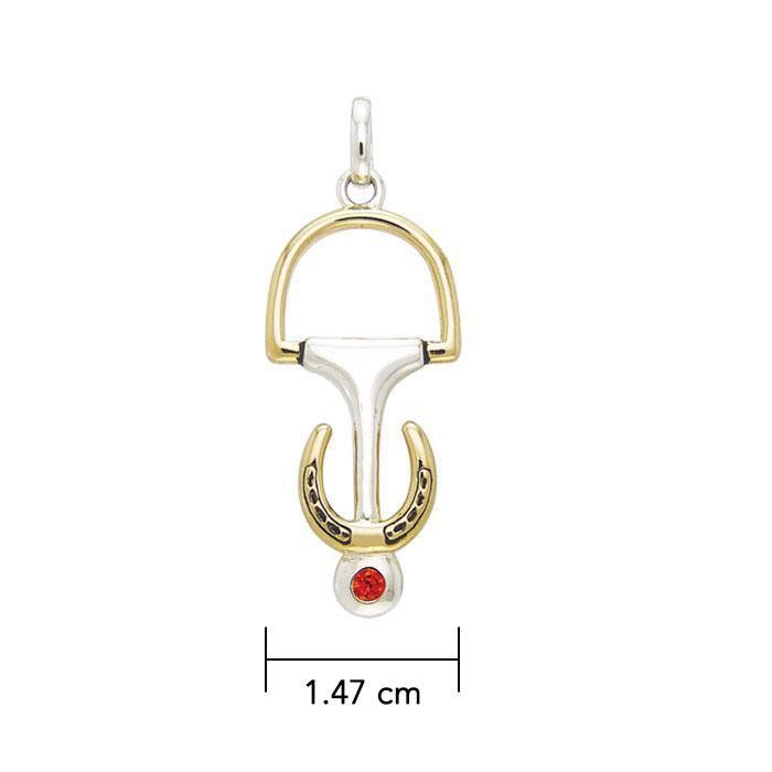 Horse Bits and Horseshoe Silver and 14k gold accents Pendant MPD2245 - Jewelry