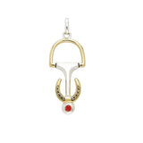 Horse Bits and Horseshoe Silver and 14k gold accents Pendant MPD2245