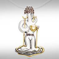 Dali-inspired fine Sterling Silver Jewelry Pendant in 18k Gold accent MPD2654 - Jewelry