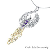 The Rise of the Mystical Fire Bird Sterling Silver and 14 Kt Gold Accent Pendant MPD2915 - Jewelry
