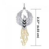 The Rise of the Mystical Fire Bird Sterling Silver and 14 Kt Gold Accent Pendant MPD2915 - Jewelry