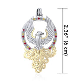 Majestic Phoenix Silver and 14K Gold Accent Pendant MPD2916 - Jewelry
