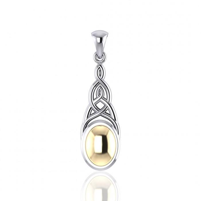 Danu Celtic Trinity Knot Silver and 14k Gold Accent Pendant MPD3008 - Jewelry