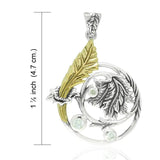 Shimmering Leaf Silver with 14K Gold Accent Pendant MPD3346 - Jewelry