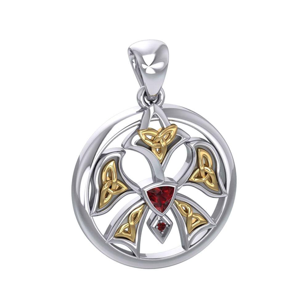 Abstract Orchid Silver and Gold Accents Pendant MPD3526 - Jewelry