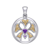 Abstract Orchid Silver and Gold Accents Pendant MPD3526 - Jewelry