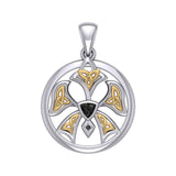 Abstract Orchid Silver and Gold Accents Pendant MPD3526 - Jewelry