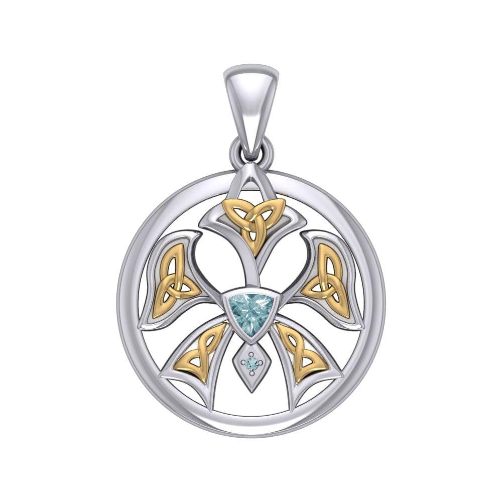 Abstract Orchid Silver and Gold Accents Pendant MPD3526 - Jewelry