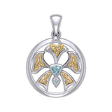 Abstract Orchid Silver and Gold Accents Pendant MPD3526 - Jewelry