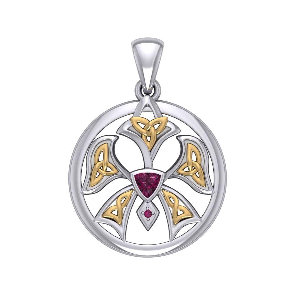 Abstract Orchid Silver and Gold Accents Pendant MPD3526 - Jewelry