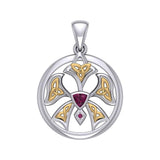 Abstract Orchid Silver and Gold Accents Pendant MPD3526 - Jewelry