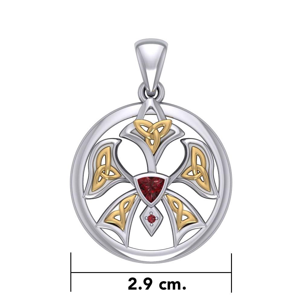 Abstract Orchid Silver and Gold Accents Pendant MPD3526 - Jewelry