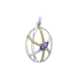 Contemporary Design Sterling Silver and Gold Pendant MPD3552