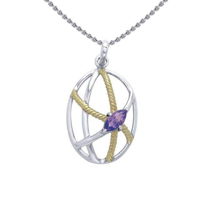 Contemporary Design Sterling Silver and Gold Pendant MPD3552 - Jewelry