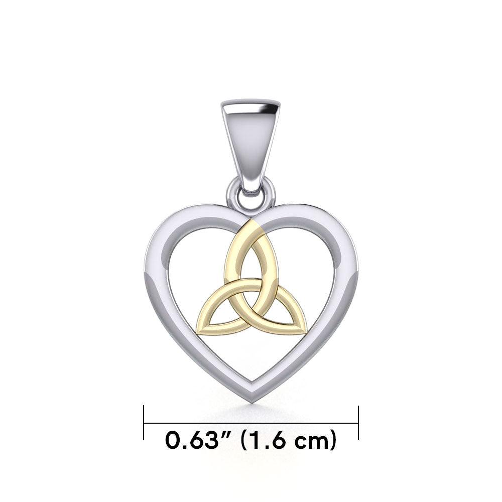 Celtic Trinity Heart Silver and 14K Gold Accent Pendant MPD3562 - Jewelry