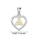 Celtic Trinity Heart Silver and 14K Gold Accent Pendant MPD3562 - Jewelry