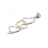 3 Hearts Together Silver and Gold Accents Pendant MPD3602 - Jewelry