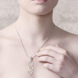 3 Hearts Together Silver and Gold Accents Pendant MPD3602 - Jewelry