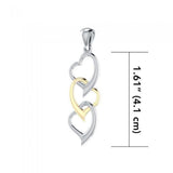 3 Hearts Together Silver and Gold Accents Pendant MPD3602 - Jewelry