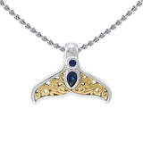 Filigree Whale Tail Sterling Silver and Vermeil Gold Accent with Gemstone Pendant MPD3798 - Jewelry