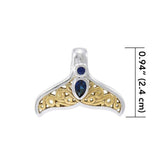 Filigree Whale Tail Sterling Silver and Vermeil Gold Accent with Gemstone Pendant MPD3798 - Jewelry