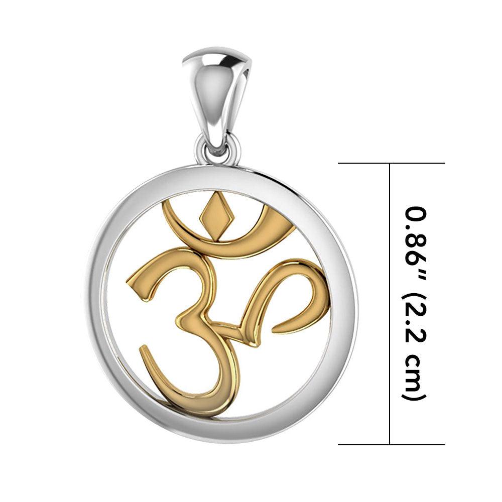 Om 14K Gold Accent with Silver Pendant MPD3848 - Jewelry