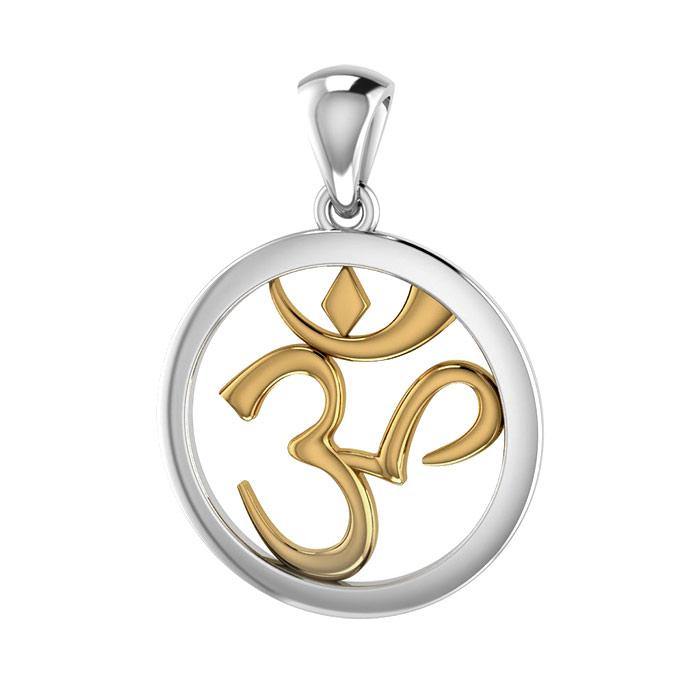 Om 14K Gold Accent with Silver Pendant MPD3848 - Jewelry