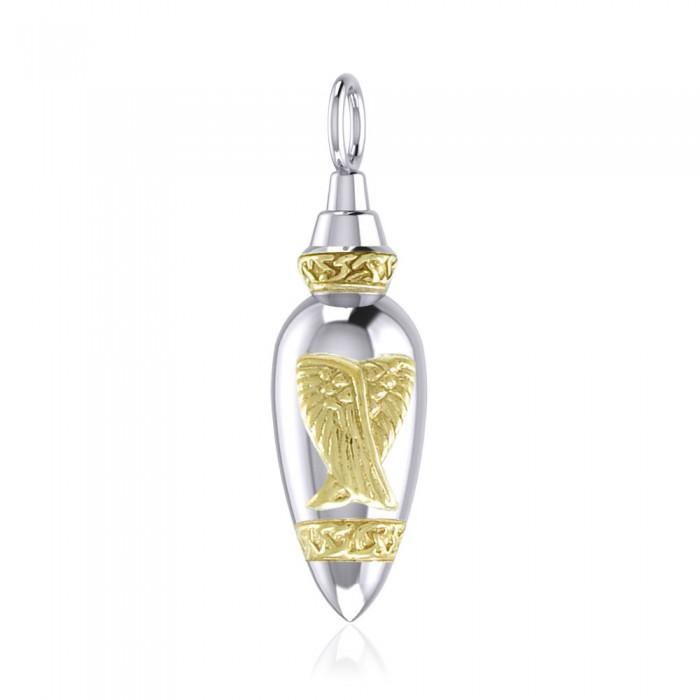 Celtic Angel Wing Silver and Gold Bottle Pendant MPD4065 - Jewelry
