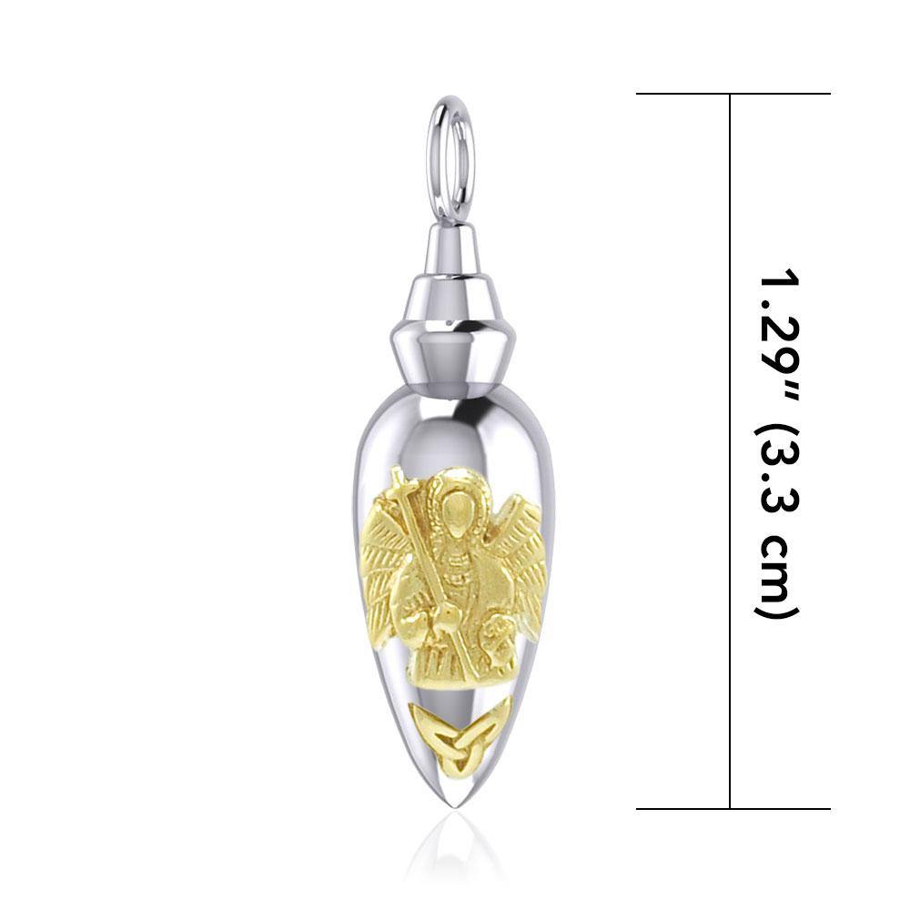 Archangel Gabriel Triquetra Silver and Gold Vial Pendant MPD4066 - Jewelry