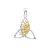 Celtic Sun Triquetra Silver and 14K Gold Accent Pendant MPD4303