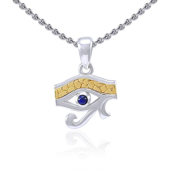 Eye of Horus Silver and Gold Accent Pendant MPD4310 - Jewelry