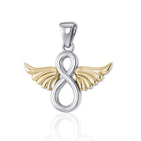 Infinity Angel Wing Sterling Silver and Gold Pendant MPD4950