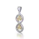 Infinity with Trinity Knot Silver and 14K Gold Plated Pendant MPD5210