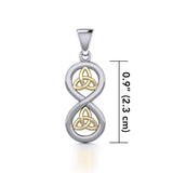 Infinity with Trinity Knot Silver and 14K Gold Plated Pendant MPD5210 - Jewelry