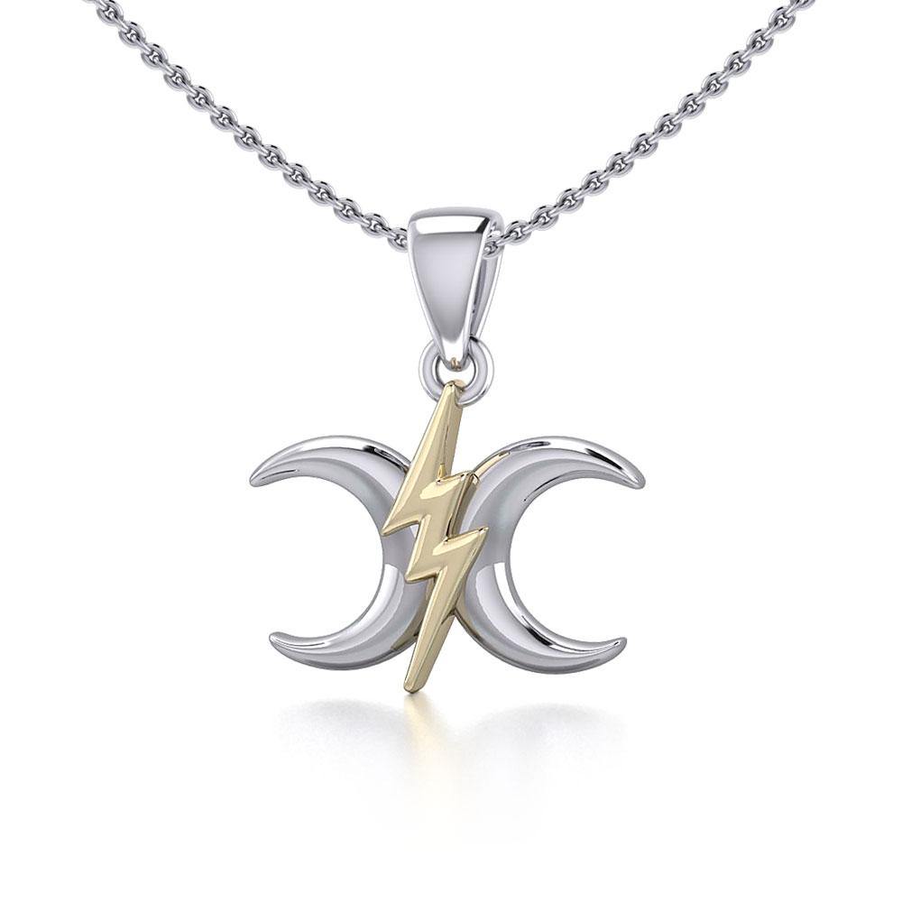 The Power Moon Silver and Gold Pendant MPD5257 - Jewelry