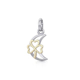 The Golden Shamrock in Crescent Moon Sterling Silver Pendant MPD5268
