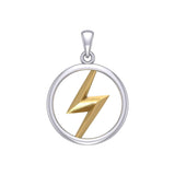 Zeus God Lightning Bolt Silver and Gold Large Pendant MPD5897