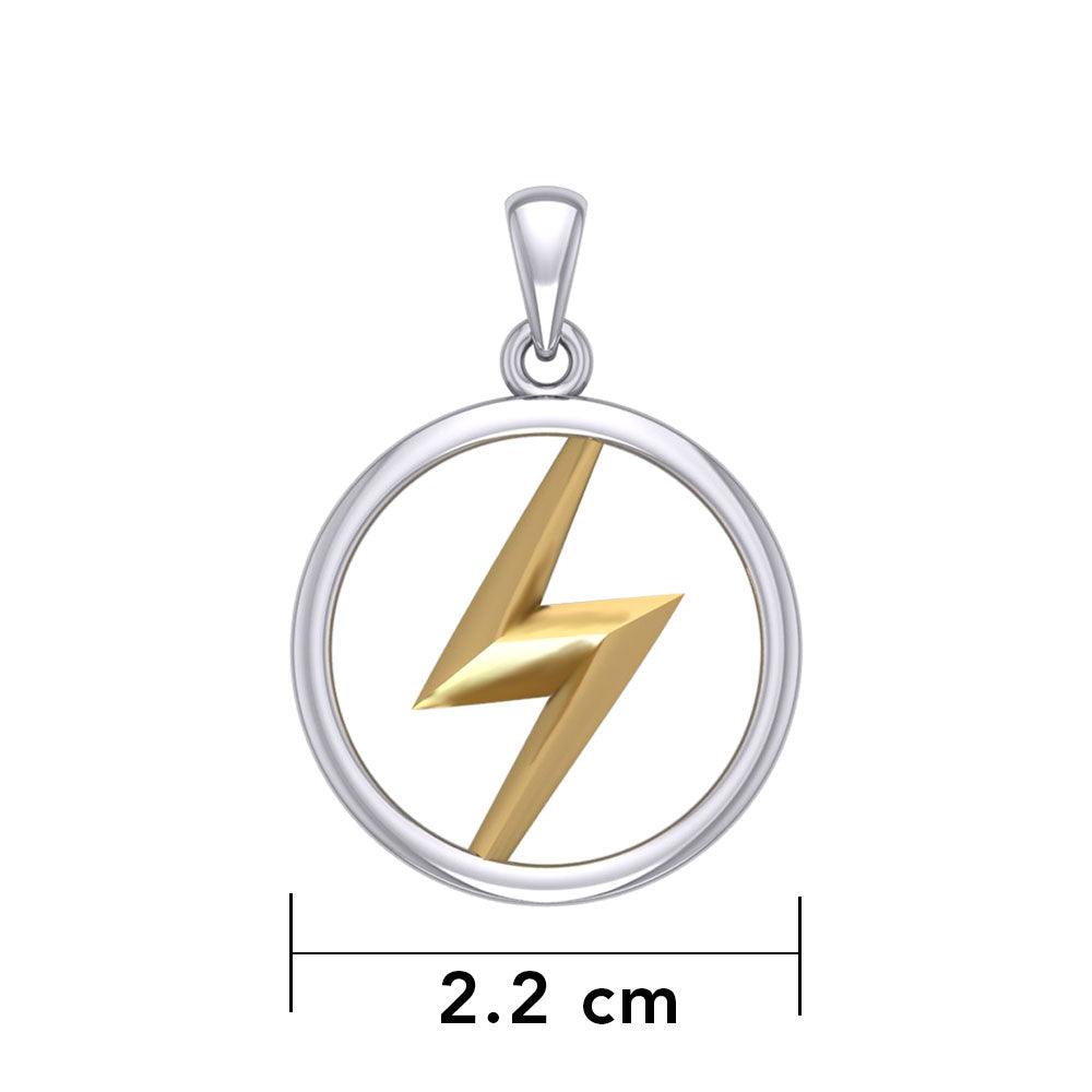 Zeus God Lightning Bolt Silver and Gold Large Pendant MPD5897 - Jewelry