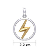 Zeus God Lightning Bolt Silver and Gold Large Pendant MPD5897 - Jewelry