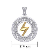 Zeus God Lightning Bolt with Celtic Knot Silver and Gold Pendant MPD5899 - Jewelry